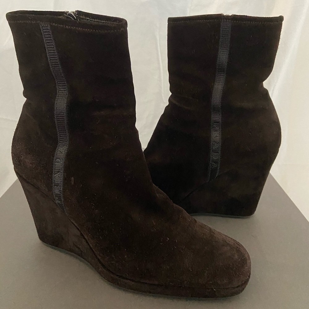Brown Prada Wedge Boots WORN ONCE
